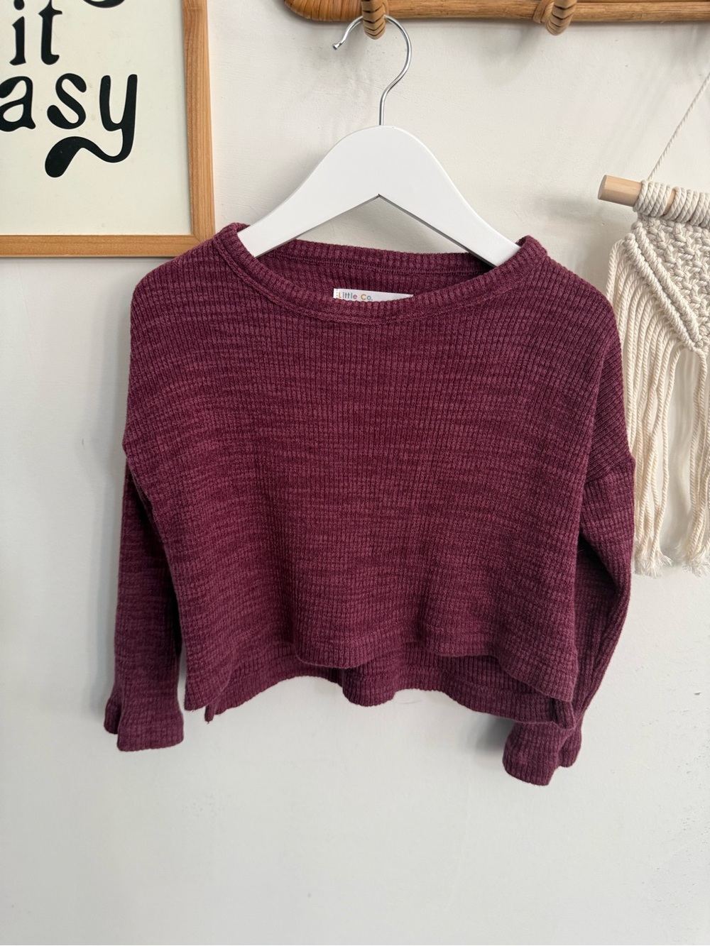 Little Co - 3T - super soft/boxy ribbed long sleeve lightweight sweater/tee